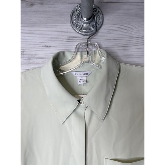 Calvin Klein Shirt Womens Large Button Up Long Sleeve Pocket Lightweight Dress - Picture 2 of 13